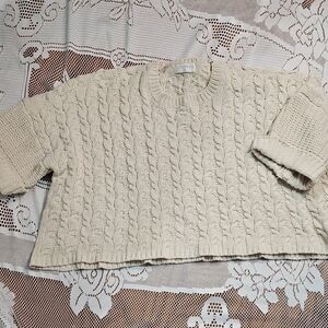 Juliana's Boutique Cream Crew Neck Oversized Cable Knit Sweater